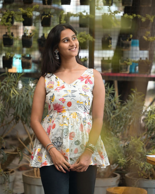 KUSUM V-NECK TIE-UP KURTI