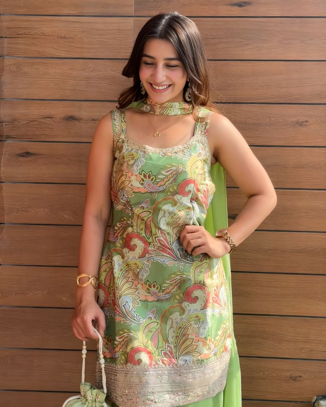 Green Paisley Sharara Set