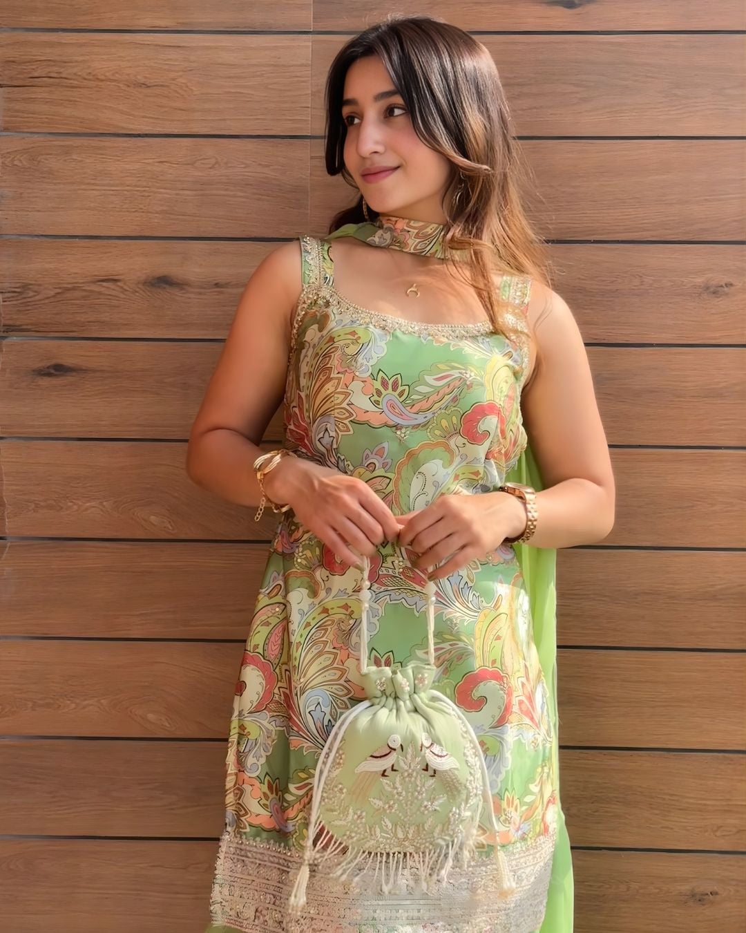 Green Paisley Sharara Set