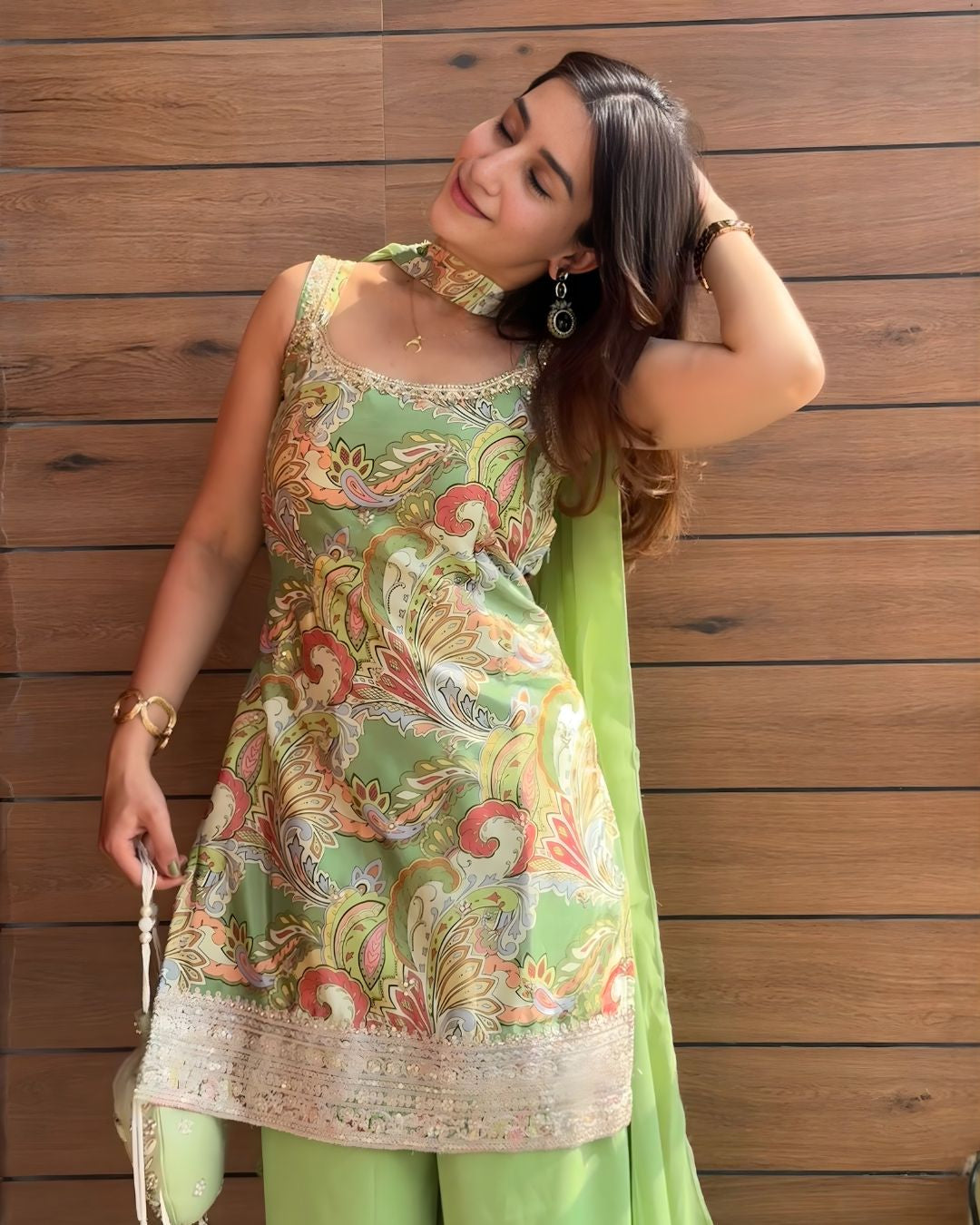 Green Paisley Sharara Set