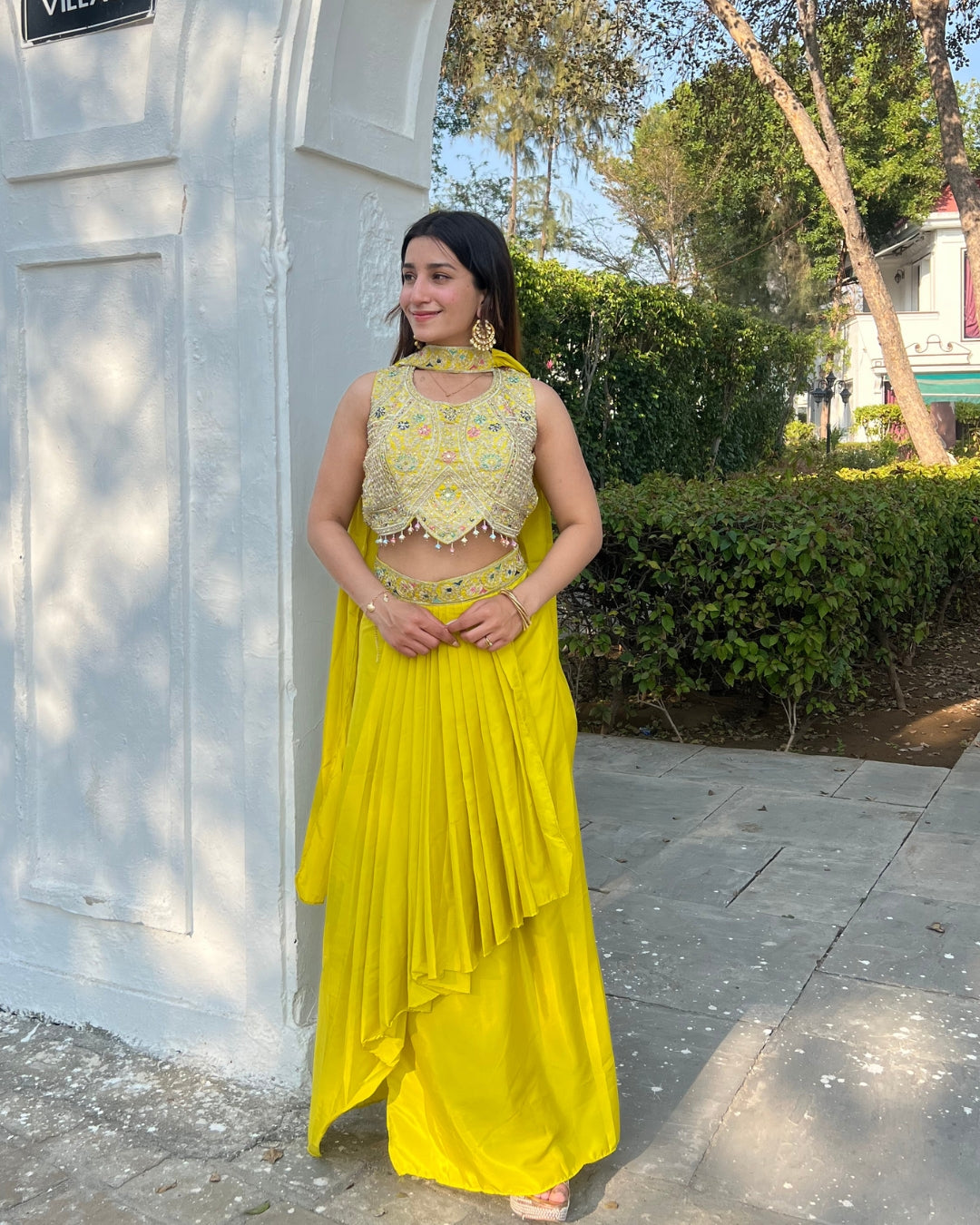 Yellow Tulip Skirt Set