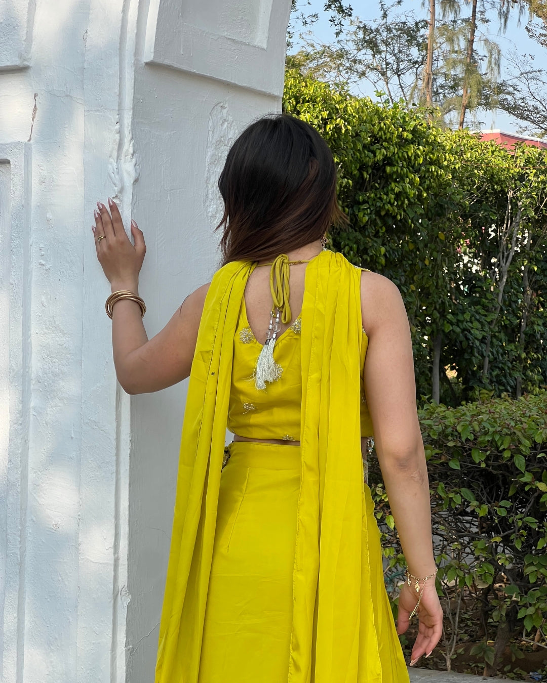 Yellow Tulip Skirt Set
