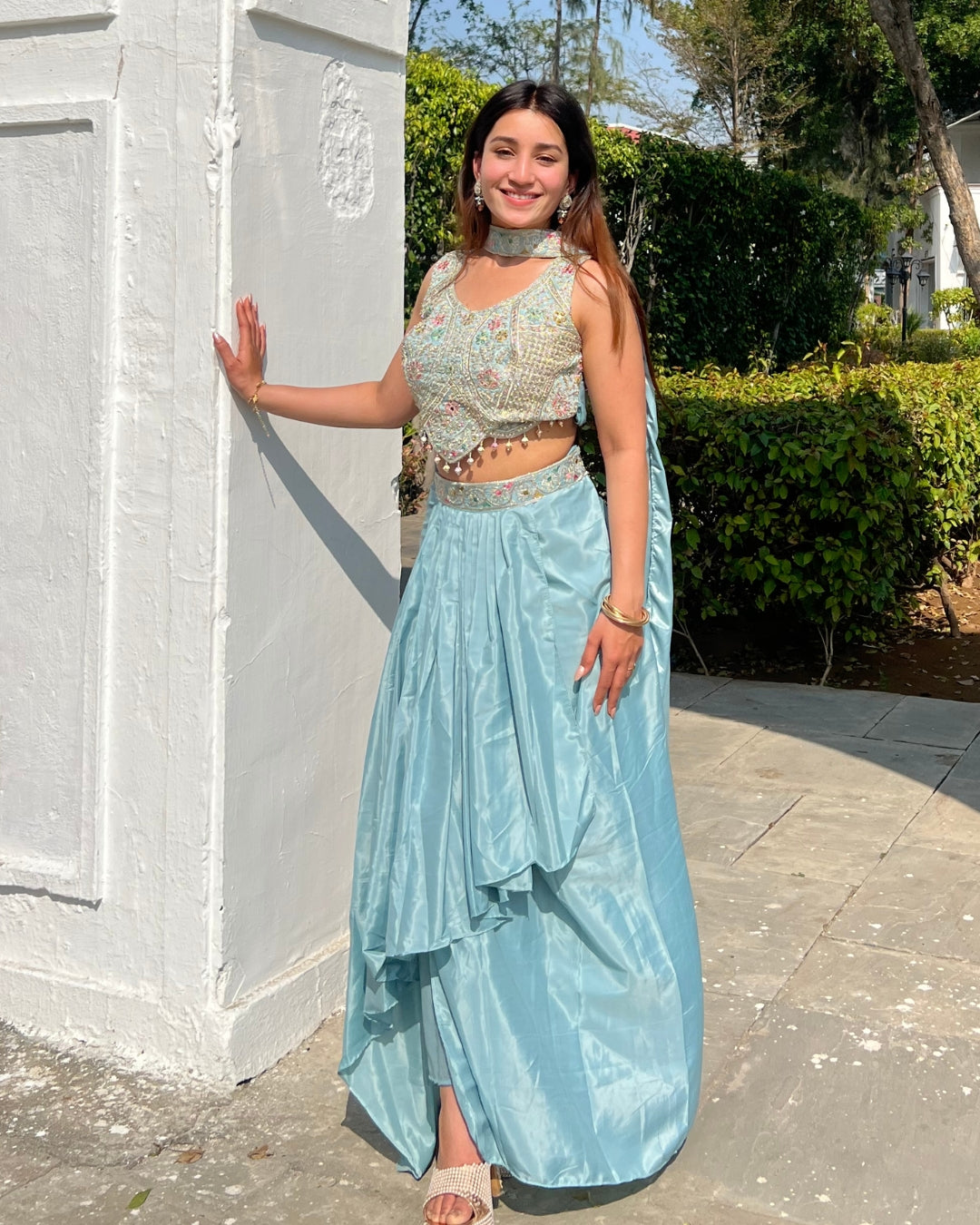 Sky Blue Tulip Skirt Set