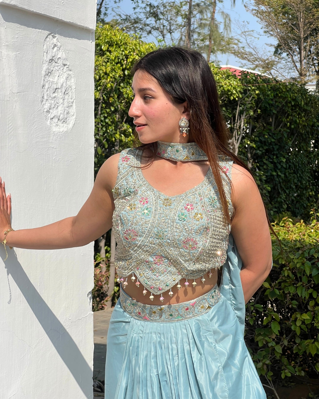 Sky Blue Tulip Skirt Set
