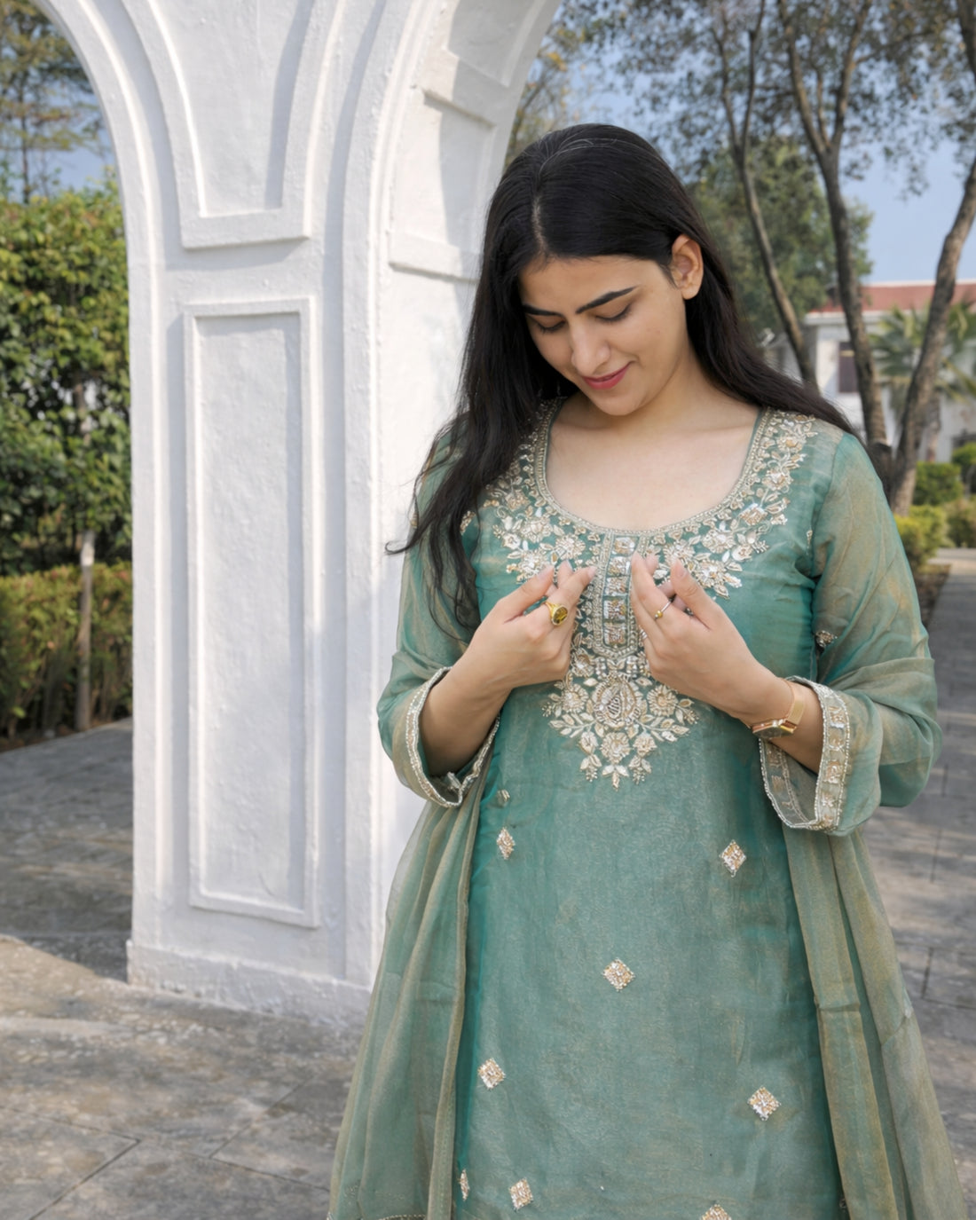 Mint Green tissue Sharara Set