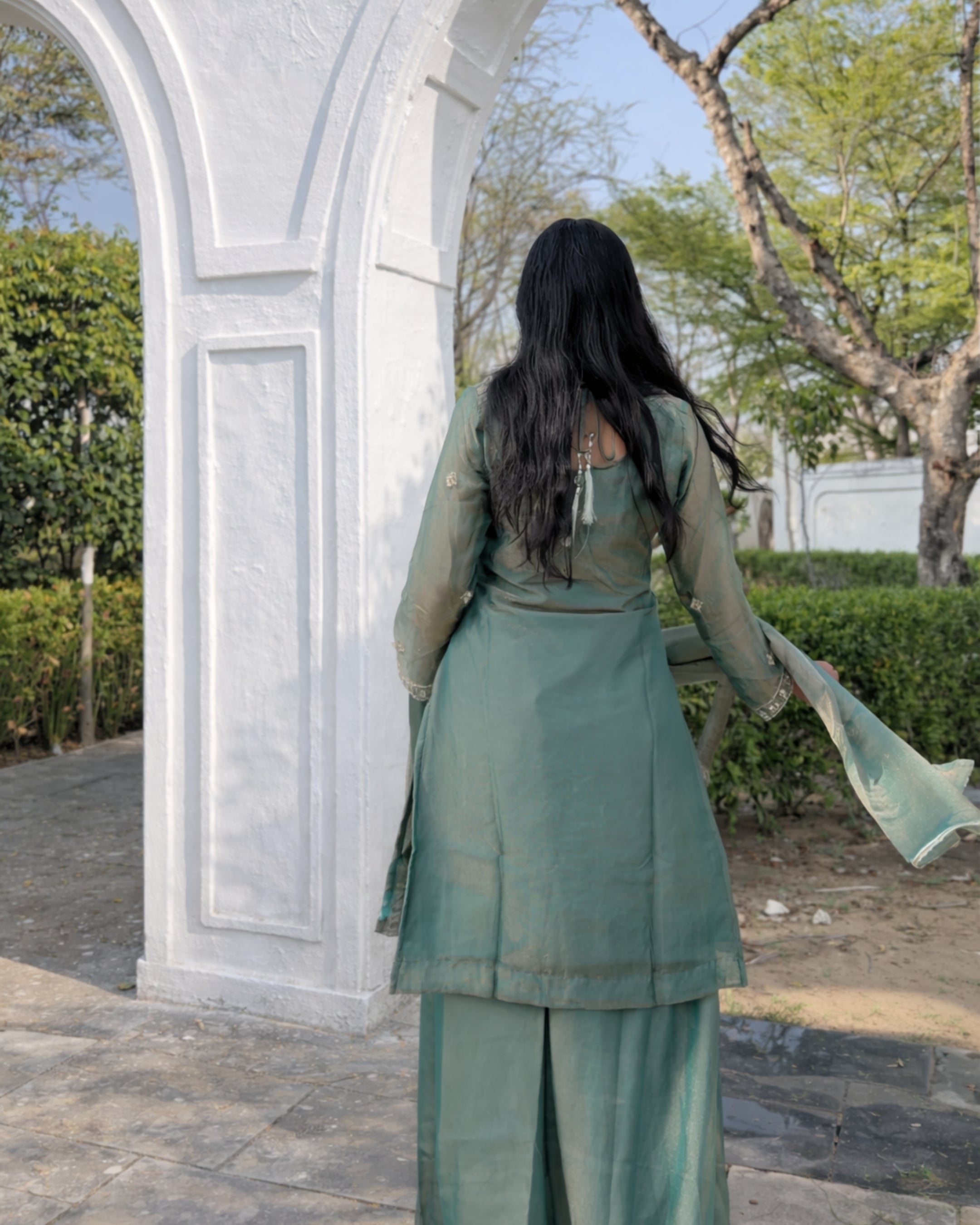 Mint Green tissue Sharara Set