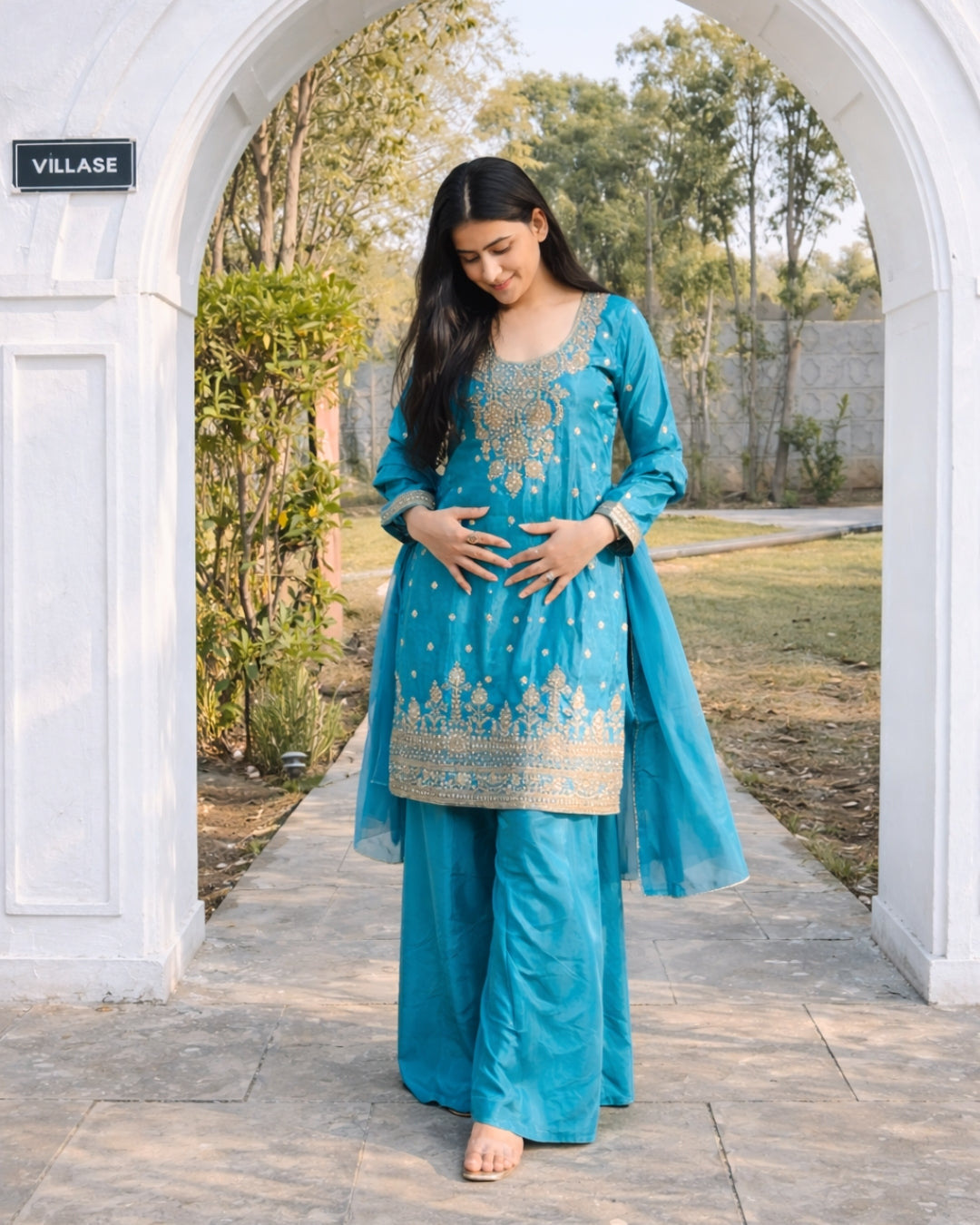 Midnight Teal Embroidered Set