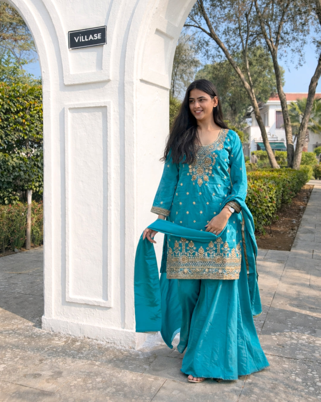 Midnight Teal Embroidered Set