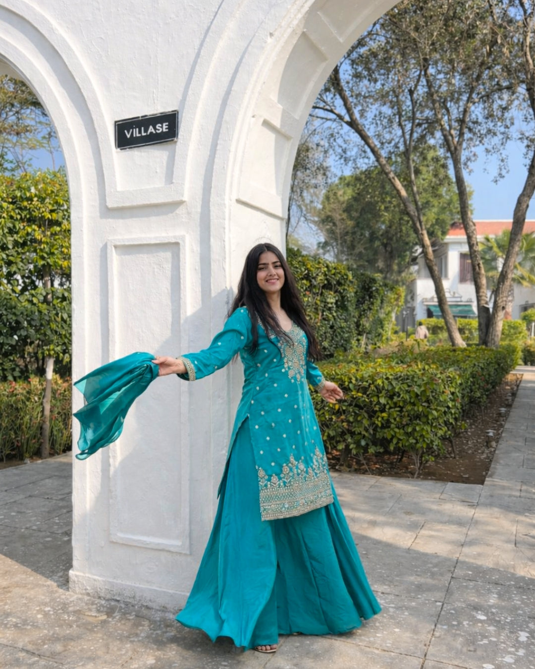 Midnight Teal Embroidered Set