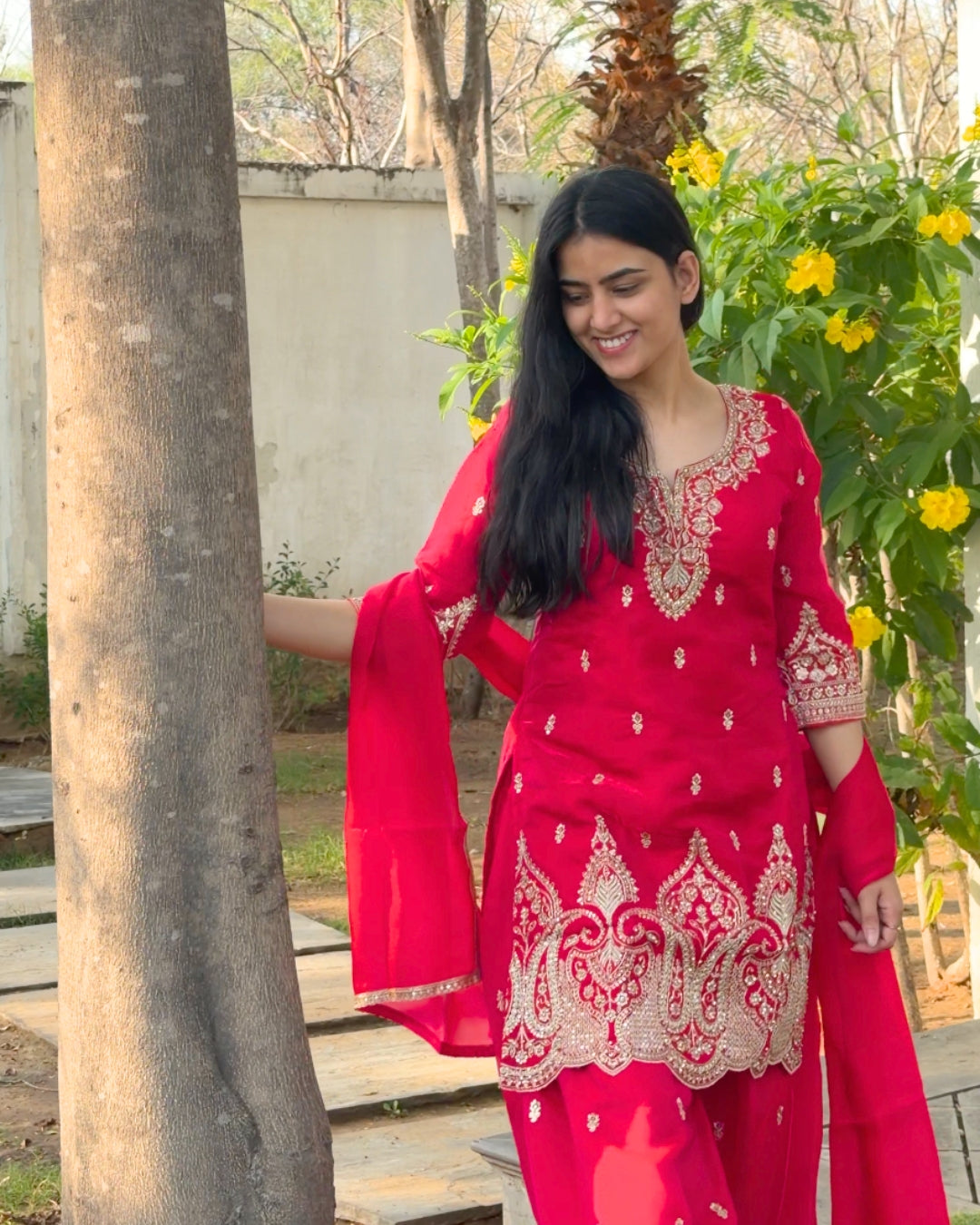 Rose Paisley Sharara Set