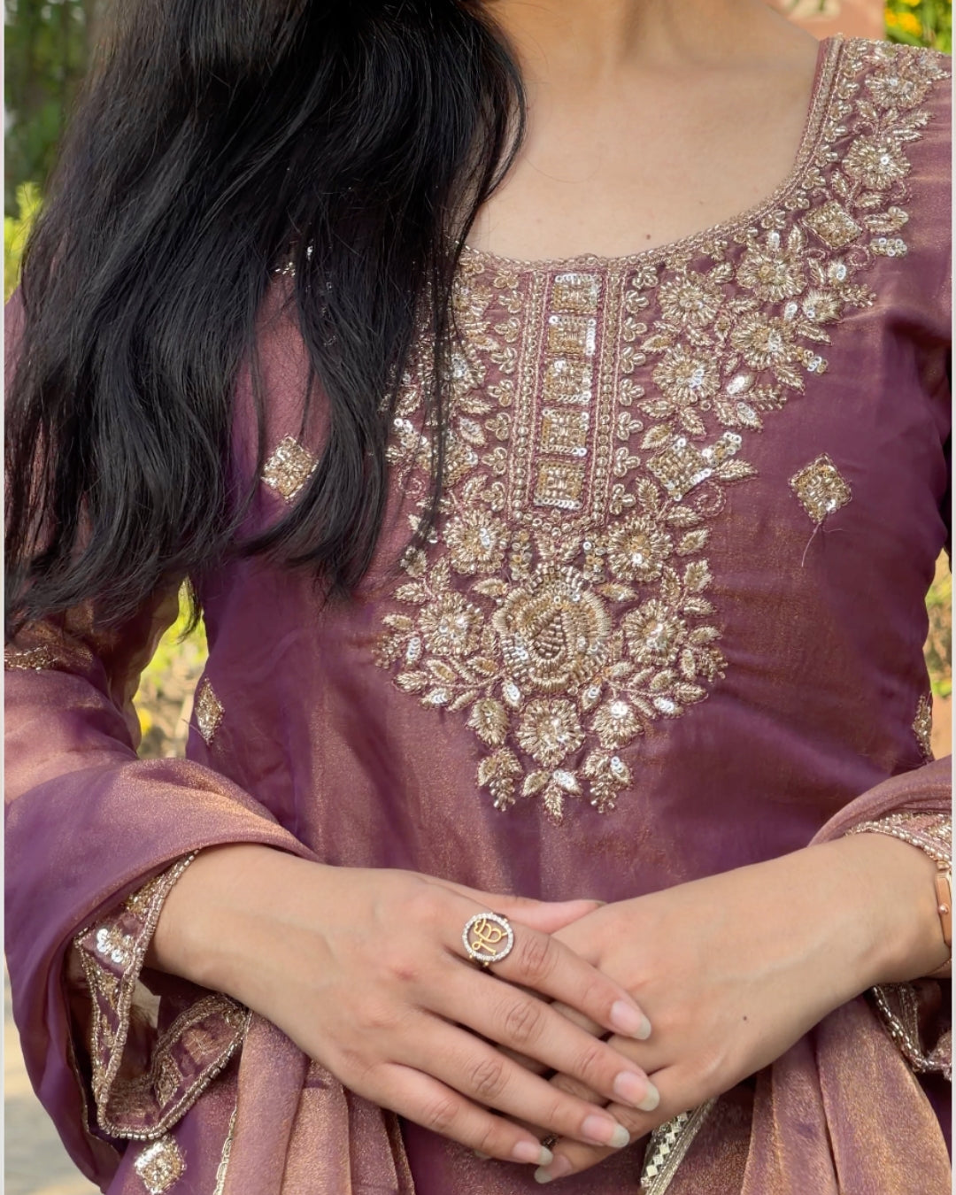 Rose Tissue Sharara Set