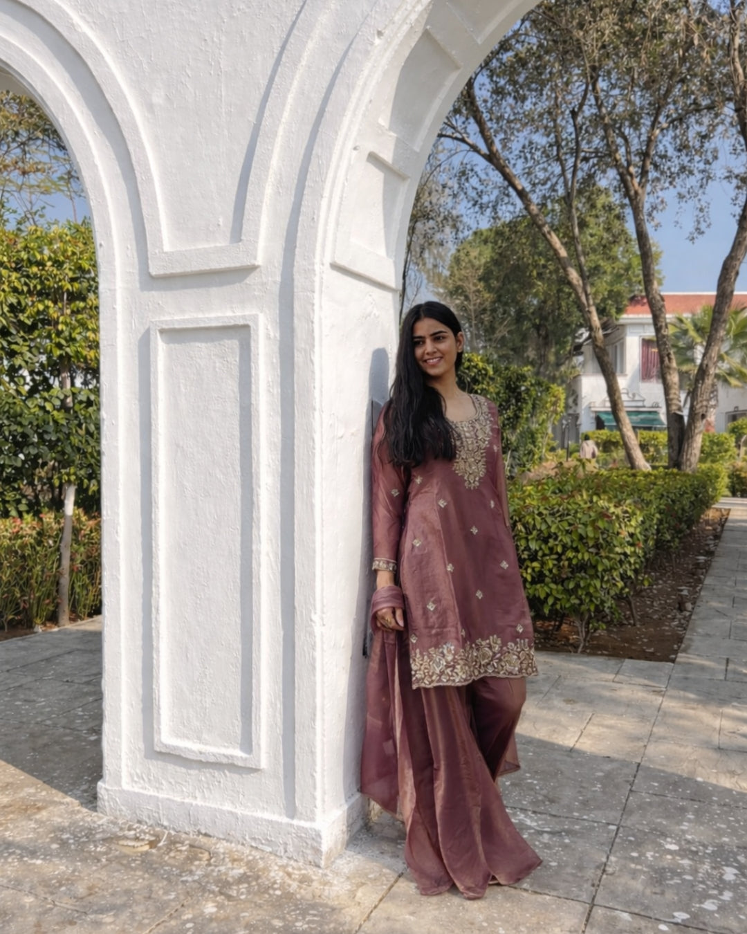 Rose Tissue Sharara Set