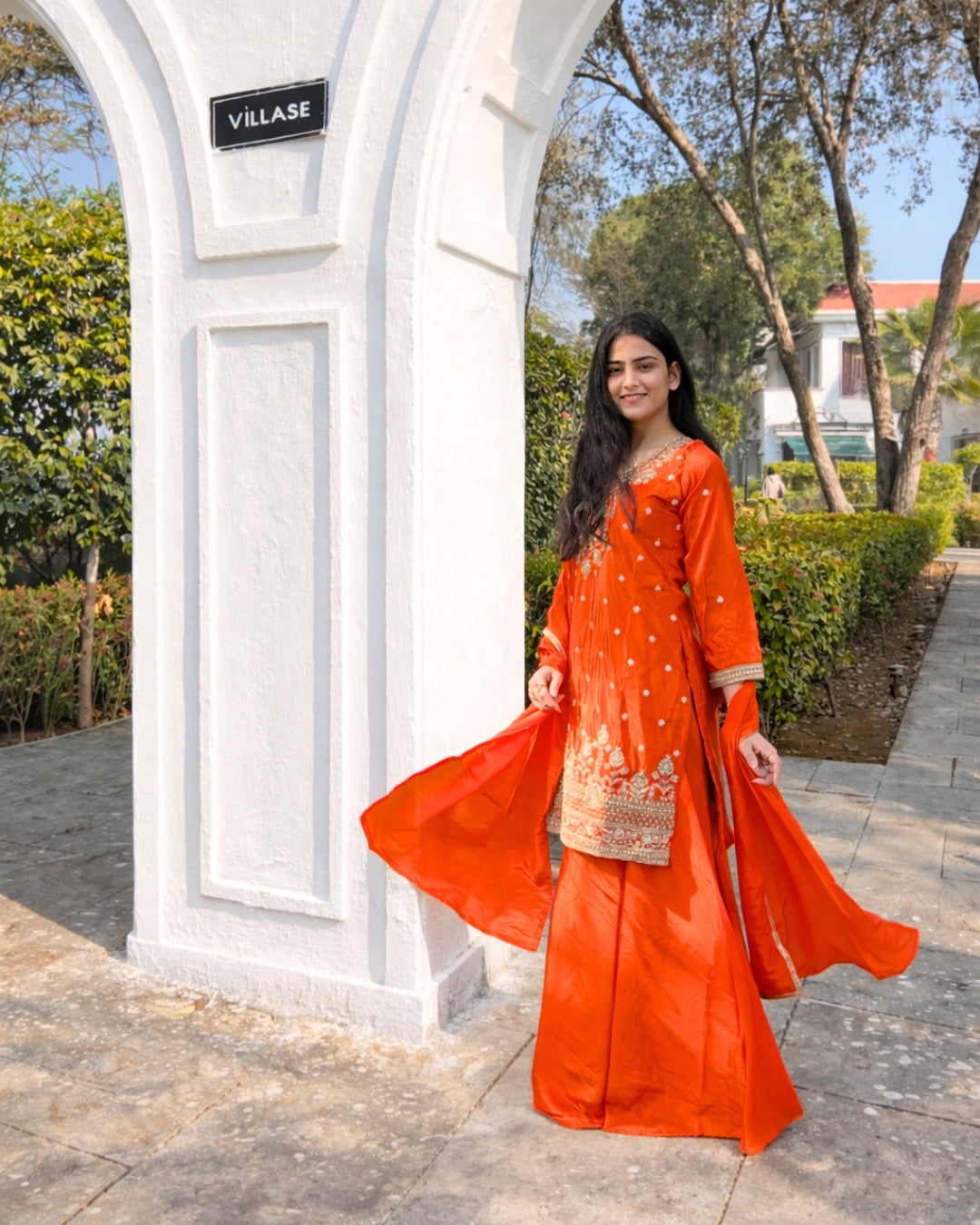 Rust Paisley Sharara Set
