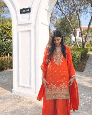 Rust Paisley Sharara Set