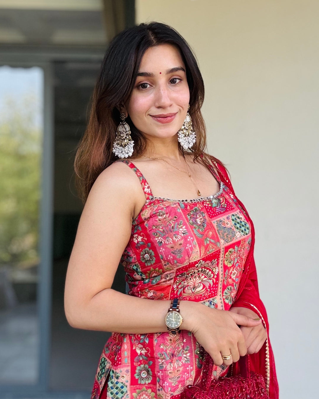 Red Georgette Sharara Set