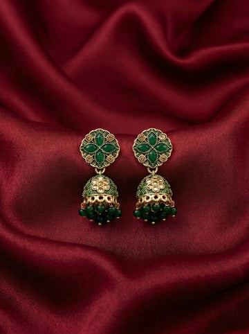 Emerald Green Antique Jhumkas