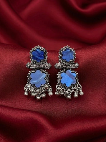 Noor Blue Oxidised Earrings