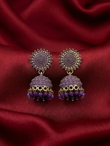 Purple Antique Sunburst Jhumkas
