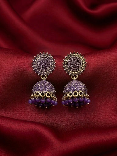 Purple Antique Sunburst Jhumkas
