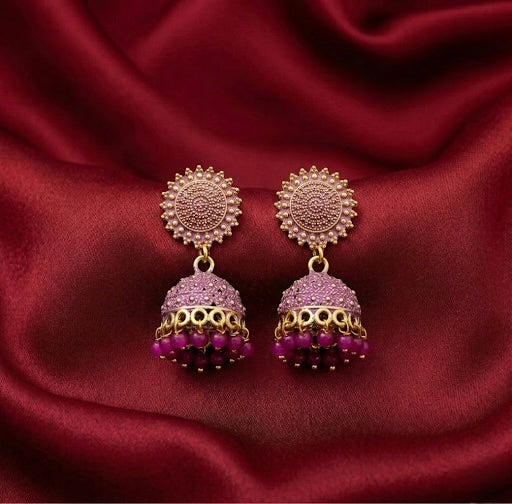 Purple Antique Sunburst Jhumkas