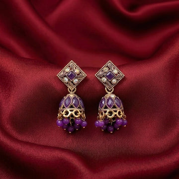 Lavender Diamond Antique Jhumkas