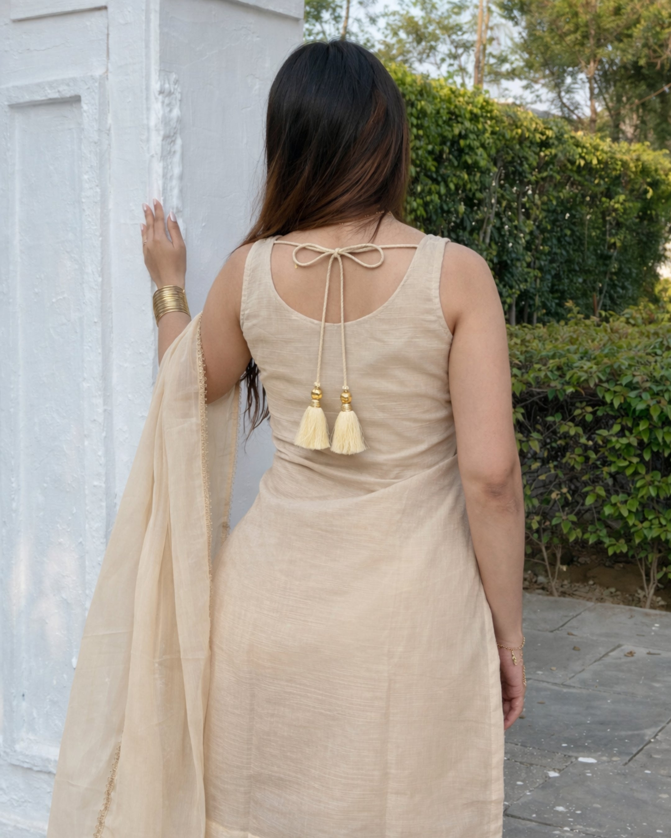 Cream Gold Sharara Set